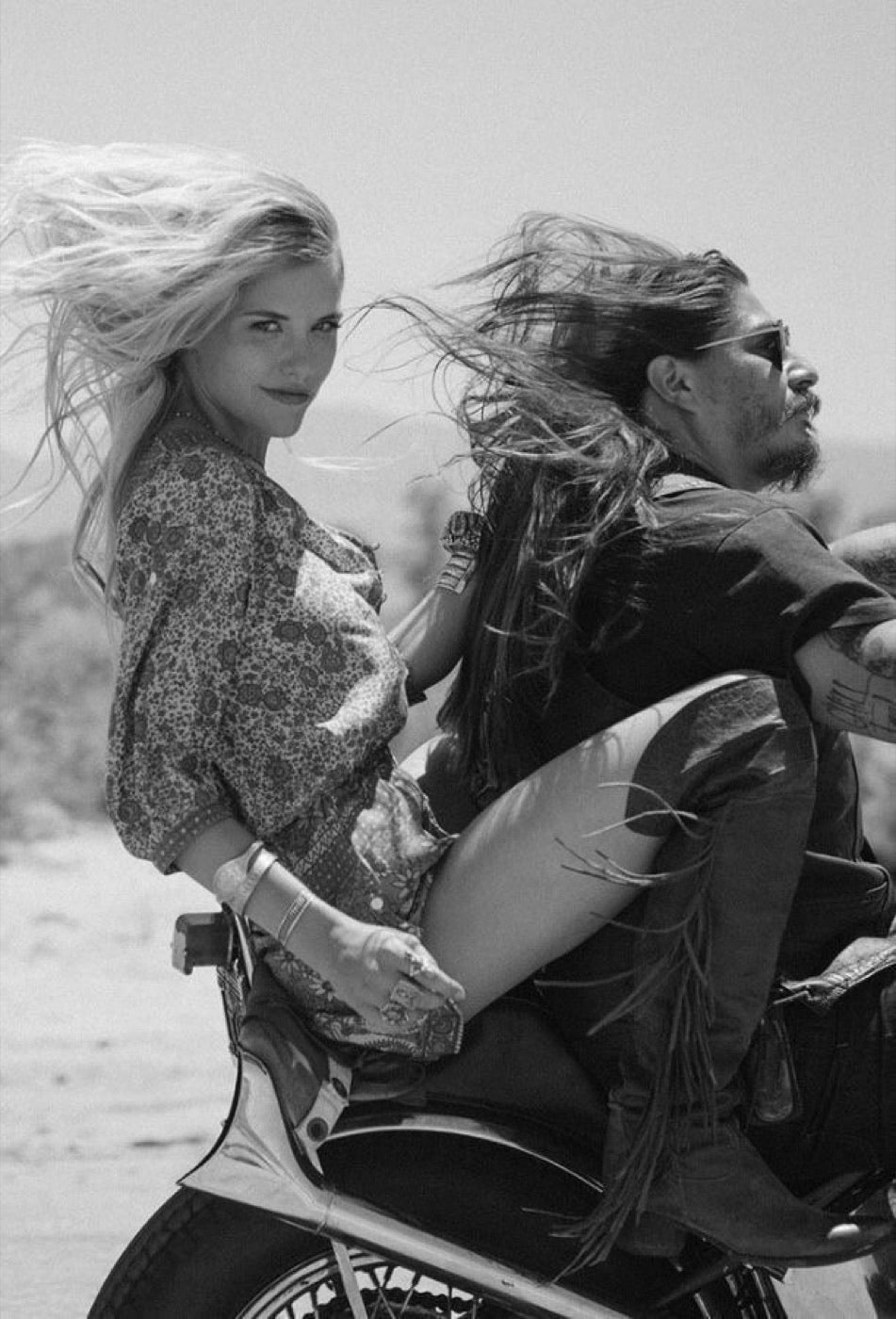 Riding double, desert road