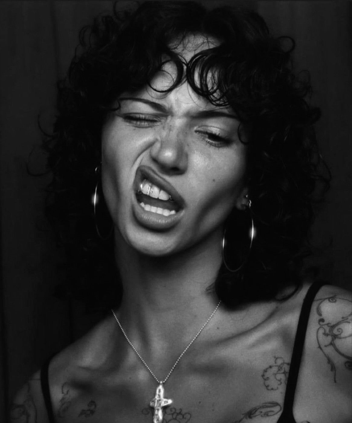 Earrings worn on a candid portrait