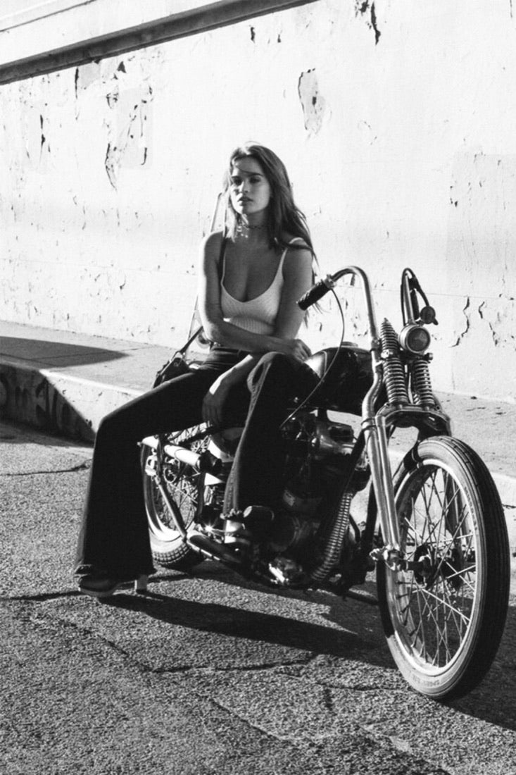 Solo female rider, tank top